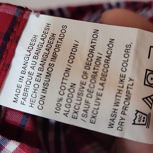 IZOD ~ Red White & Blue Plaid Long Sleeve Button down Shirt - Picture 9 of 12